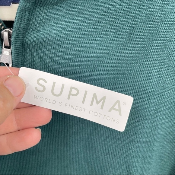 NWT Lands End 100% Supima Cotton 1/4 zip Sweater Sz XL green - Picture 3 of 9